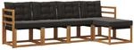 vidaXL Outdoor-Sofagarnitur mit Kissen 5-Tlg Natur und Schwarz 3368559
