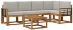 vidaXL Outdoor-Sofagarnitur mit Kissen 6 Stk Natur und Hellgrau 3366439