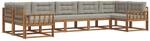 vidaXL Outdoor-Sofagarnitur mit Kissen 7-Tlg Natur und Hellgrau 3368099