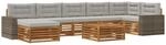 vidaXL Outdoor-Sofagarnitur mit Kissen 8 Stk Natur und Hellgrau 3383669