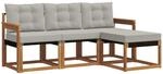 vidaXL Outdoor-Sofagarnitur mit Kissen 4-Tlg Natur und Hellgrau 3368538