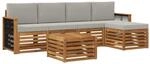 vidaXL Outdoor-Sofagarnitur mit Kissen 6 Stk Natur und Hellgrau 3384262