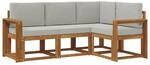 vidaXL Outdoor-Sofagarnitur mit Kissen 4 Stk Natur und Hellgrau 3366329