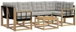 vidaXL Outdoor-Sofagarnitur mit Kissen 7-Tlg Wei&szlig; und Hellgrau 3389265