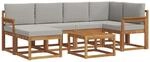 vidaXL Outdoor-Sofagarnitur mit Kissen 7 Stk Natur und Hellgrau 3366664