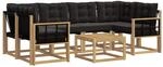 vidaXL Outdoor-Sofagarnitur mit Kissen 7-Tlg Wei&szlig; und Schwarz 3389266