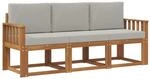 vidaXL Outdoor-Sofagarnitur mit Kissen 3 Stk Natur und Hellgrau 3365934