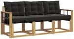vidaXL Outdoor-Sofagarnitur mit Kissen 3-Tlg Wei&szlig; und Schwarz 3389170