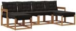 vidaXL Outdoor-Sofagarnitur mit Kissen 6-Tlg Natur und Schwarz 3368923