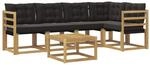 vidaXL Outdoor-Sofagarnitur mit Kissen 6-Tlg Wei&szlig; und Schwarz 3389490