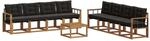 vidaXL Outdoor-Sofagarnitur mit Kissen 9-Tlg Natur und Schwarz 3368527