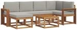 vidaXL Outdoor-Sofagarnitur mit Kissen 7 Stk Natur und Hellgrau 3366679