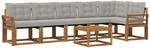 vidaXL Outdoor-Sofagarnitur mit Kissen 7-Tlg Natur und Hellgrau 3368738