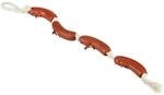 Relaxdays Hundespielzeug Wurst Polyester Rot Wei&szlig; Quietschfrei 64 cm x 3 cm