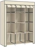 HOMCOM Stoffschrank Stahl Vliesstoff 125L x 43B x 162,5H cm Cremewei&szlig;