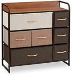 Relaxdays Schubladenschrank MDF Polyester Stahl Creme Holzoptik 79 cm x 80 cm x...