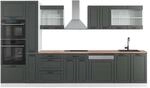 Vicco R-Line K&uuml;chenzeile Anthrazit Landhaus Wei&szlig; 350 cm mit HochschrankAP...