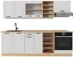 Vicco R-Line K&uuml;chenzeile Wei&szlig; Landhaus Goldkraft Eiche 240 cm ohne...