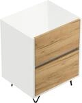 Posseik Nachttisch Industrial A 2 Schubladen 50 cm Wei&szlig; Eiche Front