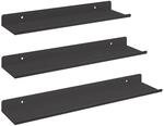 vidaXL Wandregal mit Regal Wandmontiert 3 Stk Schwarz 80 x 9 x 2,5 cm 8003930