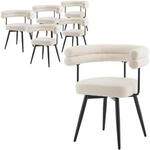 ML-Design Esszimmerst&uuml;hle Drehbar 6Er Set Beige Teddy-Stoff