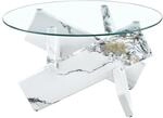 okwish Couchtisch mit Glasplatte und Kreuzgestell f&uuml;r Wohnzimmer 79x79x45 cm...