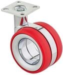 SOTECH Premium M&ouml;belrolle D&Uuml;SSELDORF &Oslash;75 mm H&ouml;he 98,5 mm Chrom Rot Ohne...