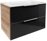 Fackelmann Badm&ouml;bel Waschplatz-Set B.Brillant 80 cm Asteiche/Glas Anthrazit