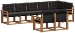 vidaXL Outdoor-Sofagarnitur mit Kissen 8-Tlg Natur und Schwarz 3368787