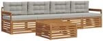 vidaXL Outdoor-Sofagarnitur mit Kissen 5-Tlg Natur und Hellgrau 3372966