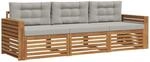 vidaXL Outdoor-Sofagarnitur mit Kissen 3-Tlg Natur und Hellgrau 3372946