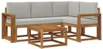 vidaXL Outdoor-Sofagarnitur mit Kissen 5 Stk Natur und Hellgrau 3366364