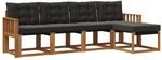 vidaXL Outdoor-Sofagarnitur mit Kissen 5-Tlg Natur und Schwarz 3368567