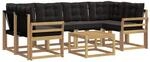 vidaXL Outdoor-Sofagarnitur mit Kissen 7-Tlg Wei&szlig; und Schwarz 3389262