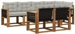 vidaXL Outdoor-Sofagarnitur mit Kissen 7 Stk Natur und Hellgrau 3382015