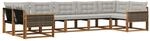vidaXL Outdoor-Sofagarnitur mit Kissen 7 Stk Natur und Hellgrau 3381659