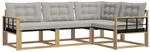 vidaXL Outdoor-Sofagarnitur mit Kissen 4 Stk Wei&szlig; und Hellgrau 3388641