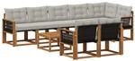 vidaXL Outdoor-Sofagarnitur mit Kissen 9 Stk Natur und Hellgrau 3382047