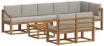 vidaXL Outdoor-Sofagarnitur mit Kissen 9-Tlg Natur und Hellgrau 3366619