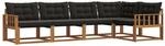 vidaXL Outdoor-Sofagarnitur mit Kissen 5-Tlg Natur und Schwarz 3369455