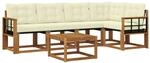 vidaXL Outdoor-Sofagarnitur mit Kissen 6-Tlg Natur und Creme 3368693