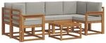 vidaXL Outdoor-Sofagarnitur mit Kissen 7-Tlg Natur und Hellgrau 3366069
