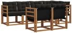 vidaXL Outdoor-Sofagarnitur mit Kissen 7-Tlg Natur und Schwarz 3368751