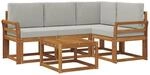 vidaXL Outdoor-Sofagarnitur mit Kissen 5 Stk Natur und Hellgrau 3366359