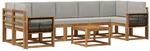 vidaXL Outdoor-Sofagarnitur mit Kissen 6 Stk Natur und Hellgrau 3385072