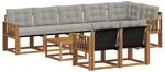 vidaXL Outdoor-Sofagarnitur mit Kissen 9-Tlg Natur und Hellgrau 3368806