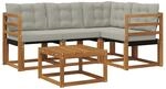 vidaXL Outdoor-Sofagarnitur mit Kissen 5-Tlg Natur und Hellgrau 3368630