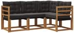 vidaXL Outdoor-Sofagarnitur mit Kissen 4-Tlg Natur und Schwarz 3368607