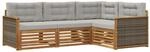 vidaXL Outdoor-Sofagarnitur mit Kissen 4 Stk Natur und Hellgrau 3383289