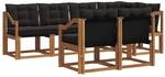 vidaXL Outdoor-Sofagarnitur mit Kissen 7-Tlg Natur und Schwarz 3368771